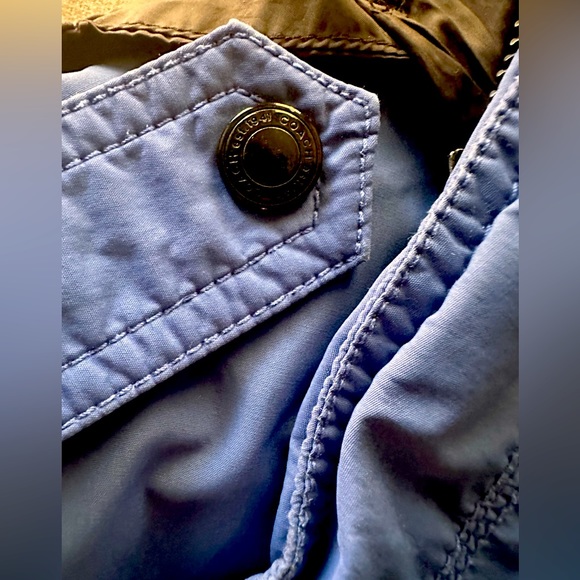 COACH Cerulean Blue Long Sleeve Hooded Adjustable Waist Wind Breaker Jac… - Picture 7 of 8